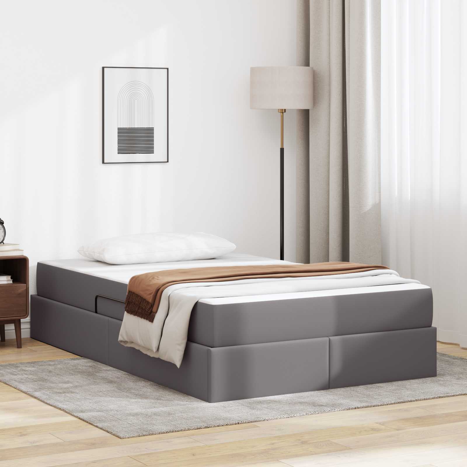 vidaXL Opbergbed met matras met matras Zwart 120 x 190 cm Nep Leer