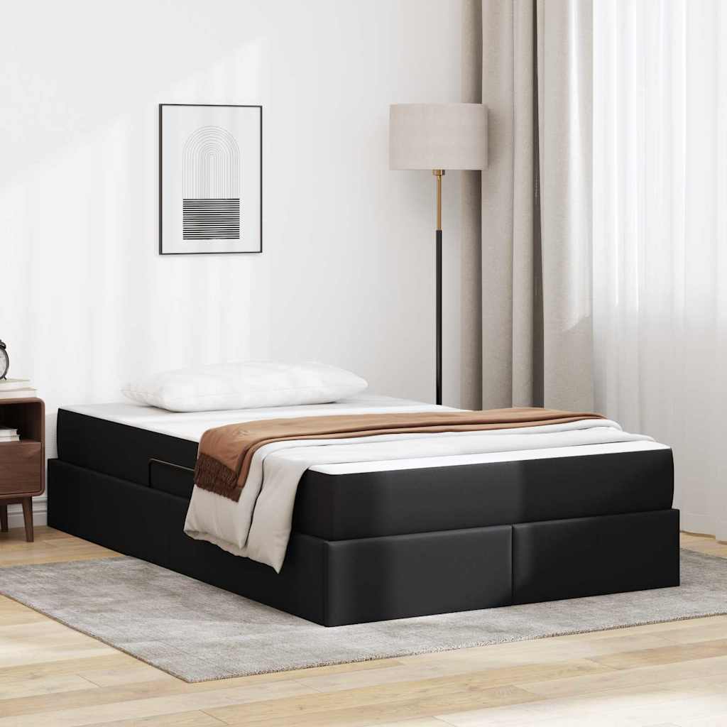 vidaXL Opbergbed met matras met matras Zwart 120 x 190 cm Nep Leer