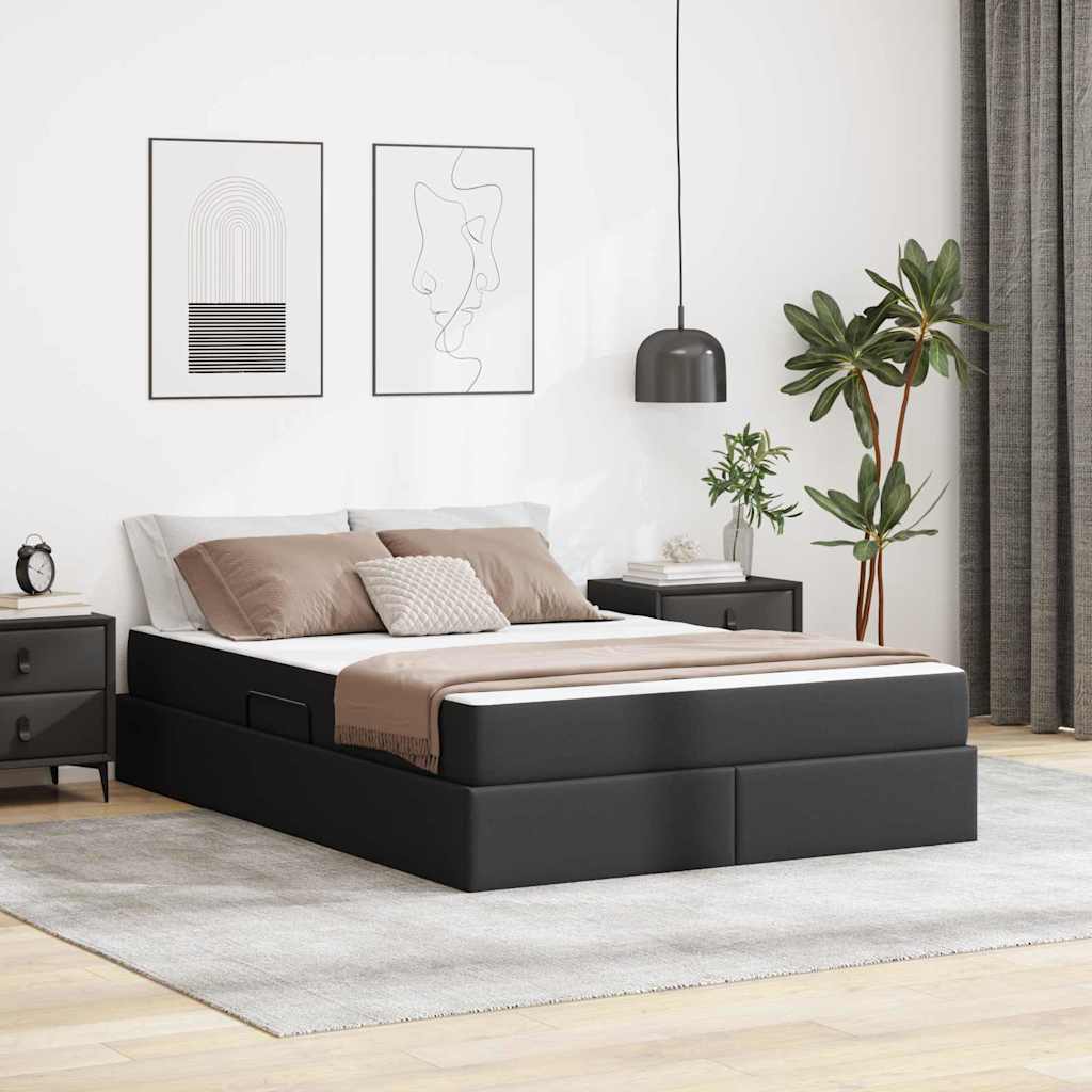 vidaXL Opbergbed met matras met matras Zwart 120 x 190 cm Nep Leer