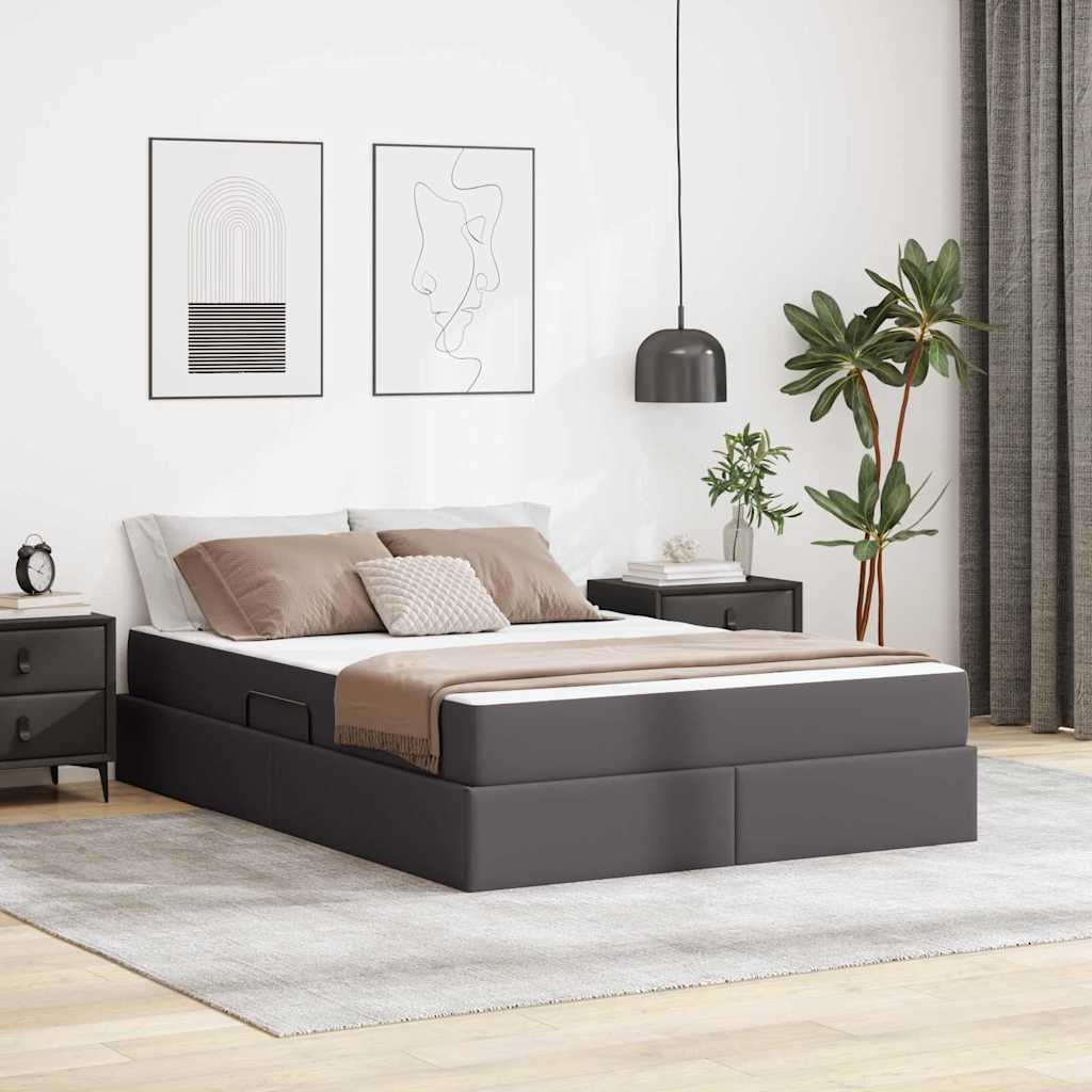 vidaXL Opbergbed met matras met matras Zwart 120 x 190 cm Nep Leer