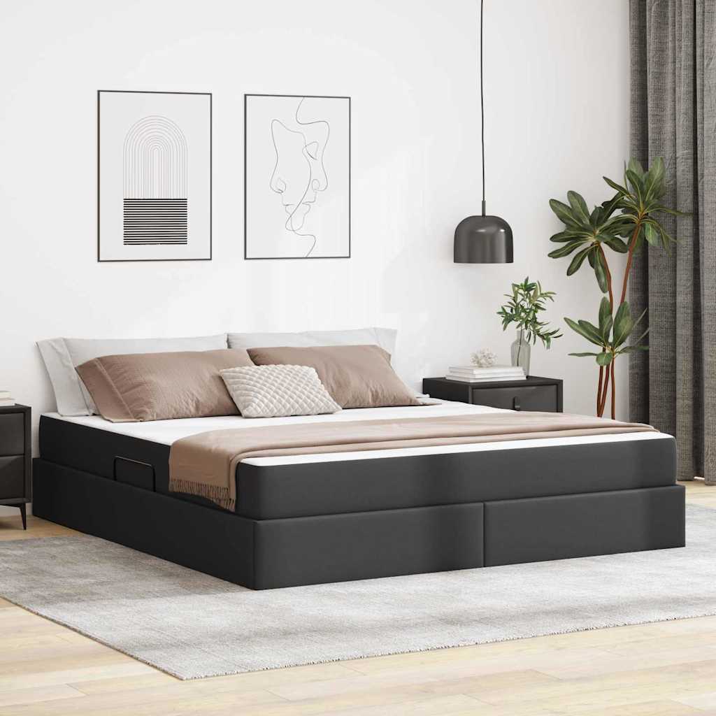vidaXL Opbergbed met matras met matras Zwart 120 x 190 cm Nep Leer