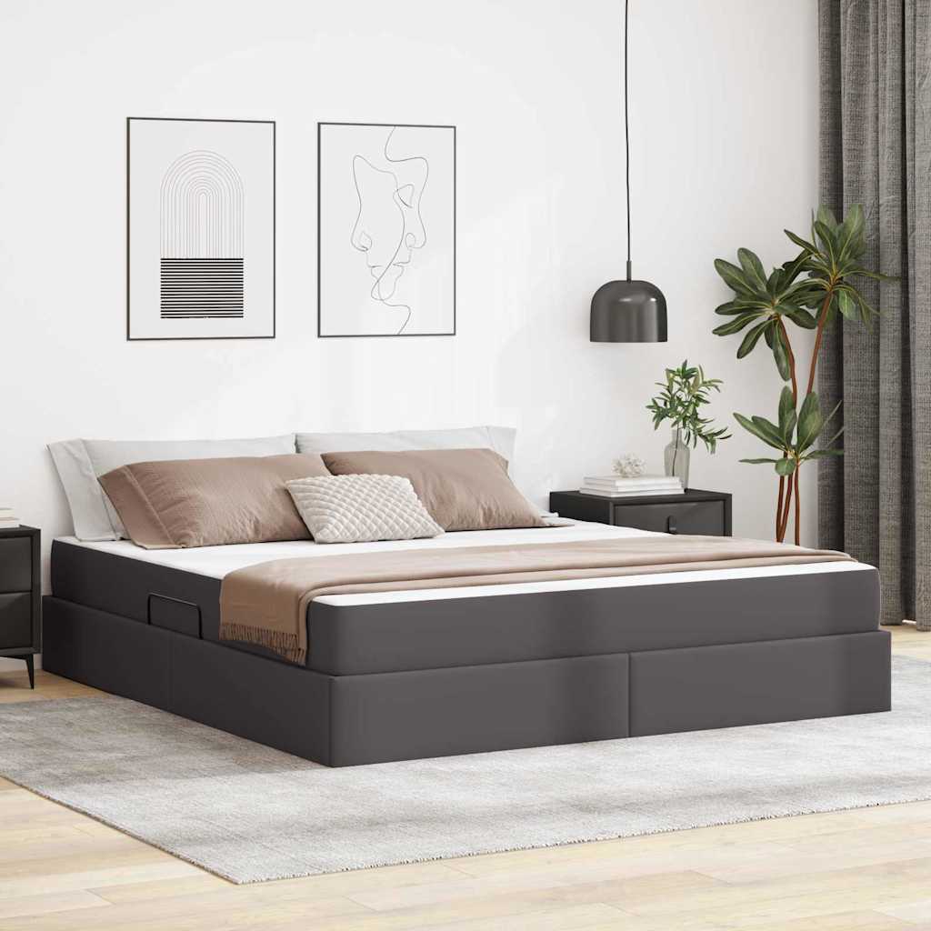 vidaXL Opbergbed met matras met matras Zwart 120 x 190 cm Nep Leer