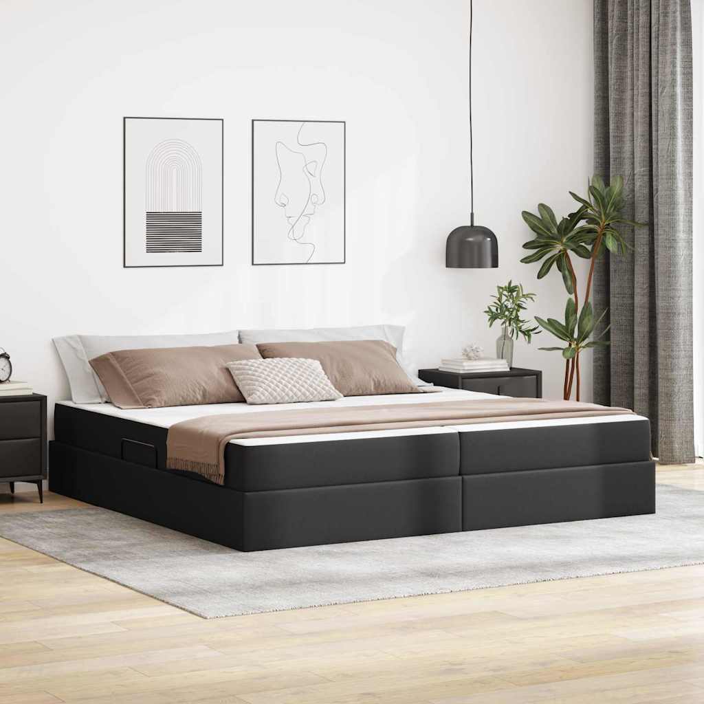 vidaXL Opbergbed met matras met matras Zwart 120 x 190 cm Nep Leer