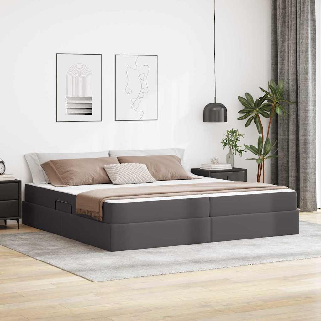 vidaXL Opbergbed met matras met matras Zwart 120 x 190 cm Nep Leer