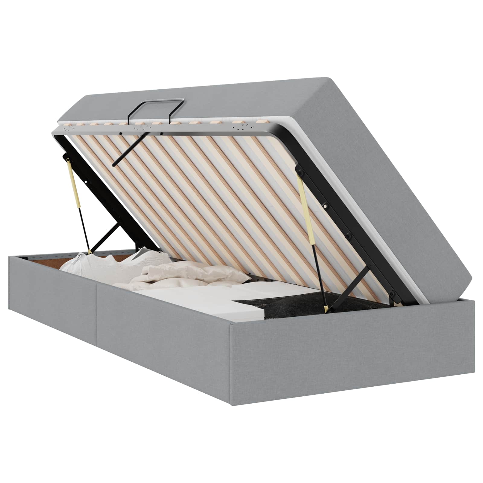 vidaXL Opbergbed met matras Lichtgrijs 120 x 190 cm Polyester