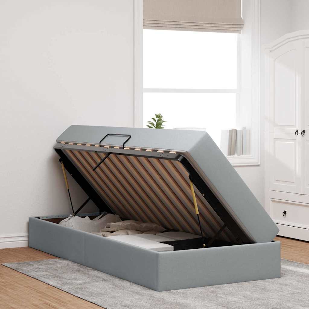 vidaXL Opbergbed met matras Lichtgrijs 120 x 190 cm Polyester