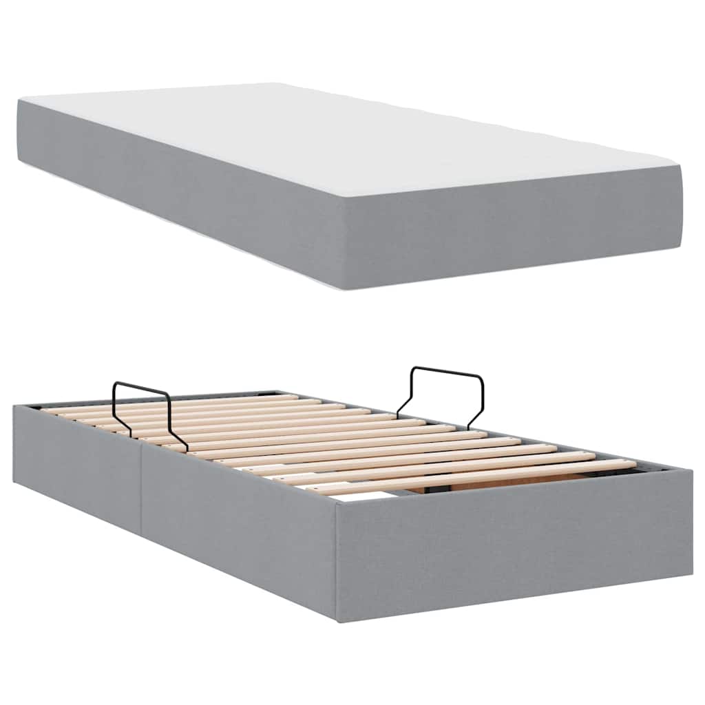 vidaXL Opbergbed met matras Lichtgrijs 120 x 190 cm Polyester