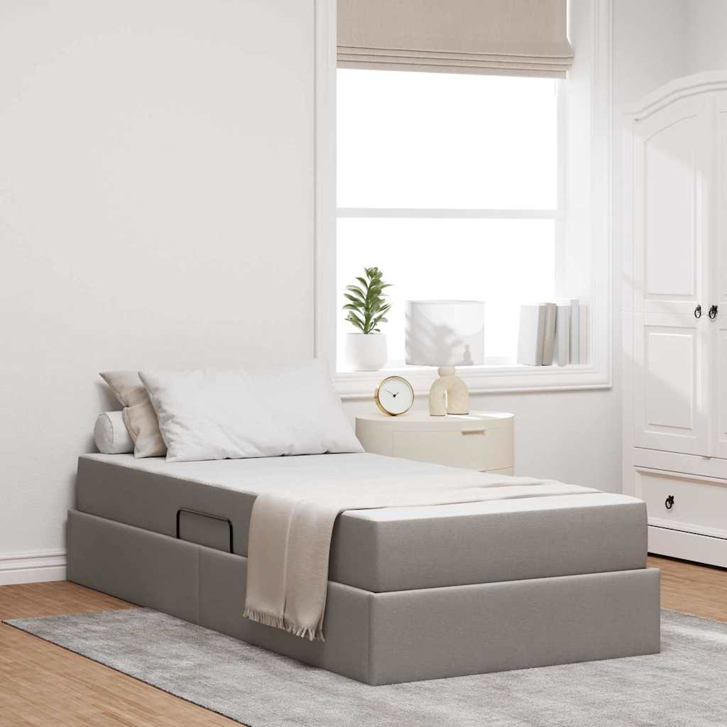 vidaXL Opbergbed met matras Lichtgrijs 120 x 190 cm Polyester