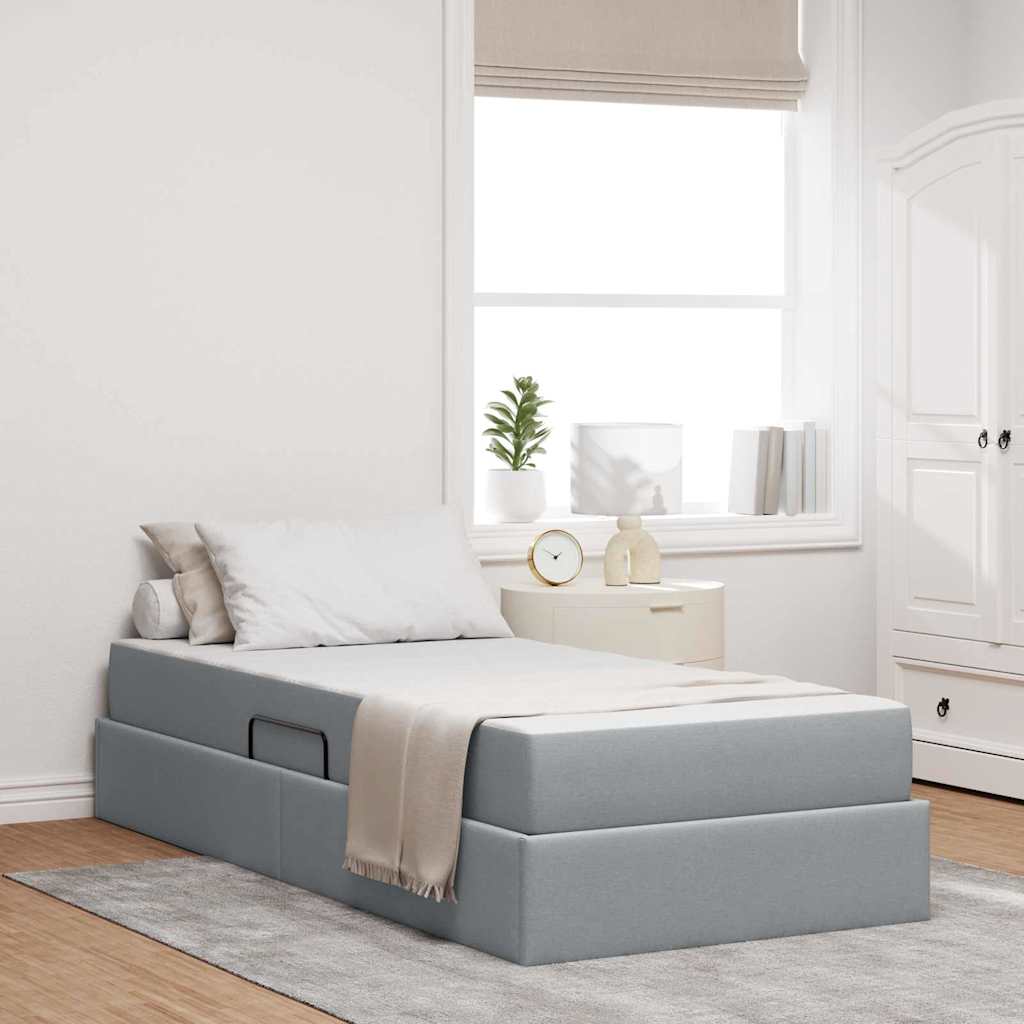 vidaXL Opbergbed met matras Lichtgrijs 120 x 190 cm Polyester