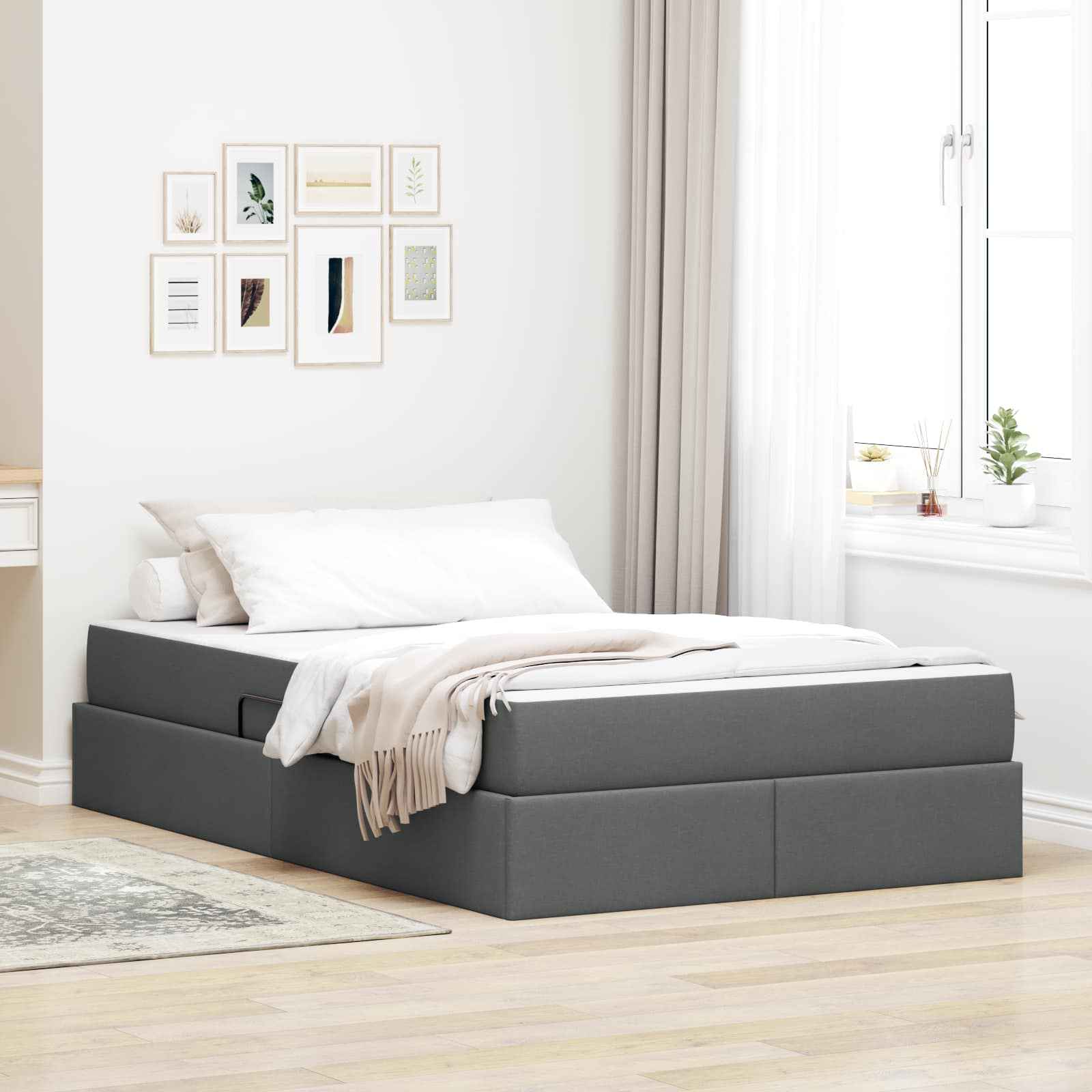 vidaXL Opbergbed met matras Lichtgrijs 120 x 190 cm Polyester