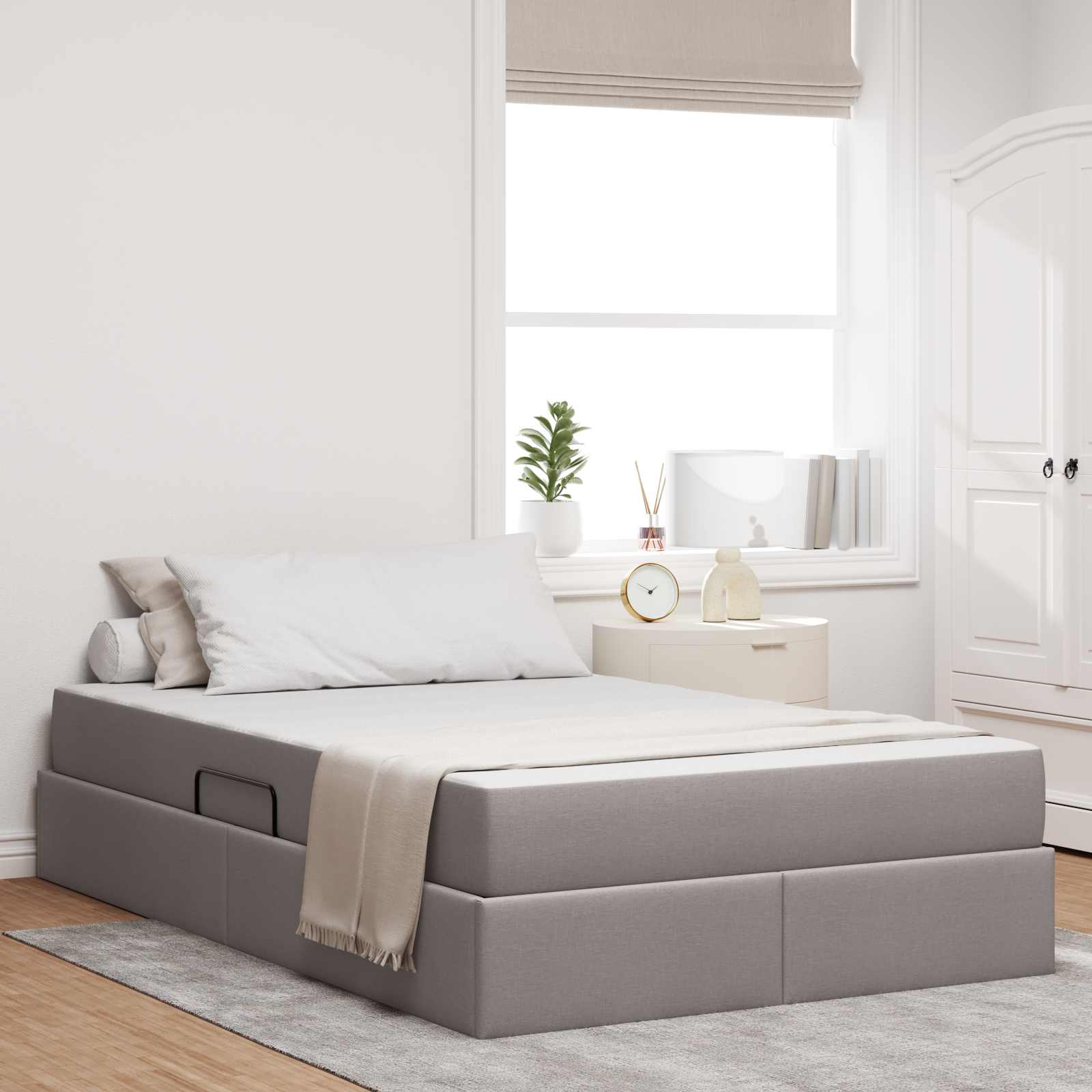vidaXL Opbergbed met matras Lichtgrijs 120 x 190 cm Polyester