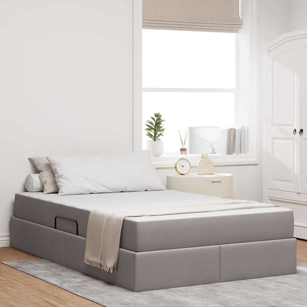 vidaXL Opbergbed met matras Lichtgrijs 120 x 190 cm Polyester