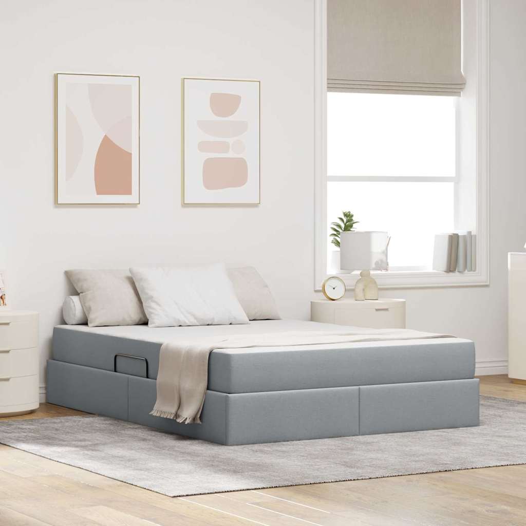 vidaXL Opbergbed met matras Lichtgrijs 120 x 190 cm Polyester