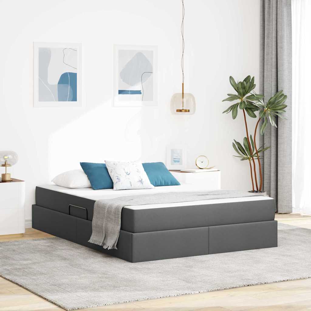 vidaXL Opbergbed met matras Lichtgrijs 120 x 190 cm Polyester