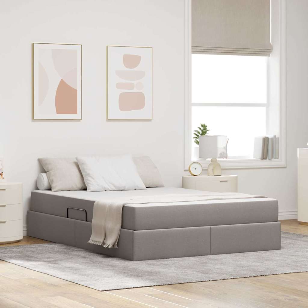 vidaXL Opbergbed met matras Lichtgrijs 120 x 190 cm Polyester