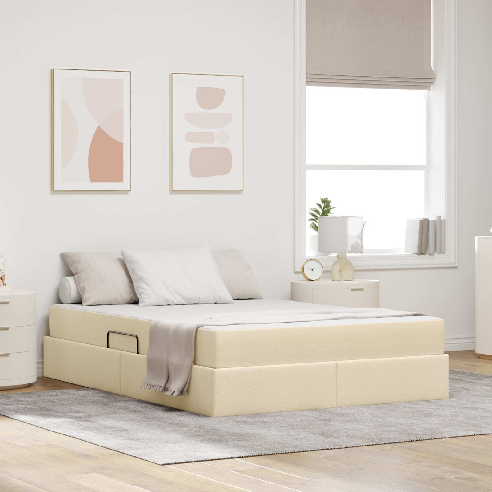 vidaXL Opbergbed met matras Lichtgrijs 120 x 190 cm Polyester