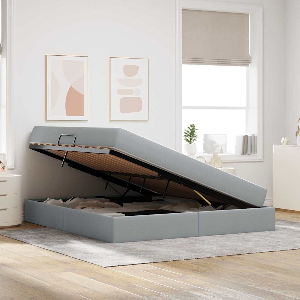 vidaXL Opbergbed met matras Lichtgrijs 120 x 190 cm Polyester