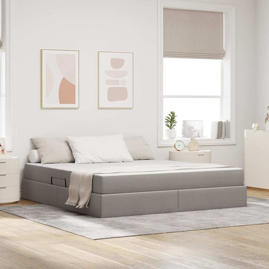 vidaXL Opbergbed met matras Lichtgrijs 120 x 190 cm Polyester