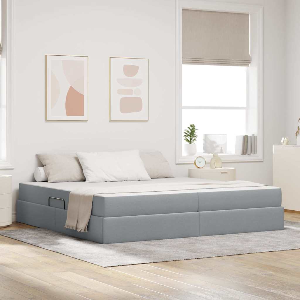 vidaXL Opbergbed met matras Lichtgrijs 120 x 190 cm Polyester