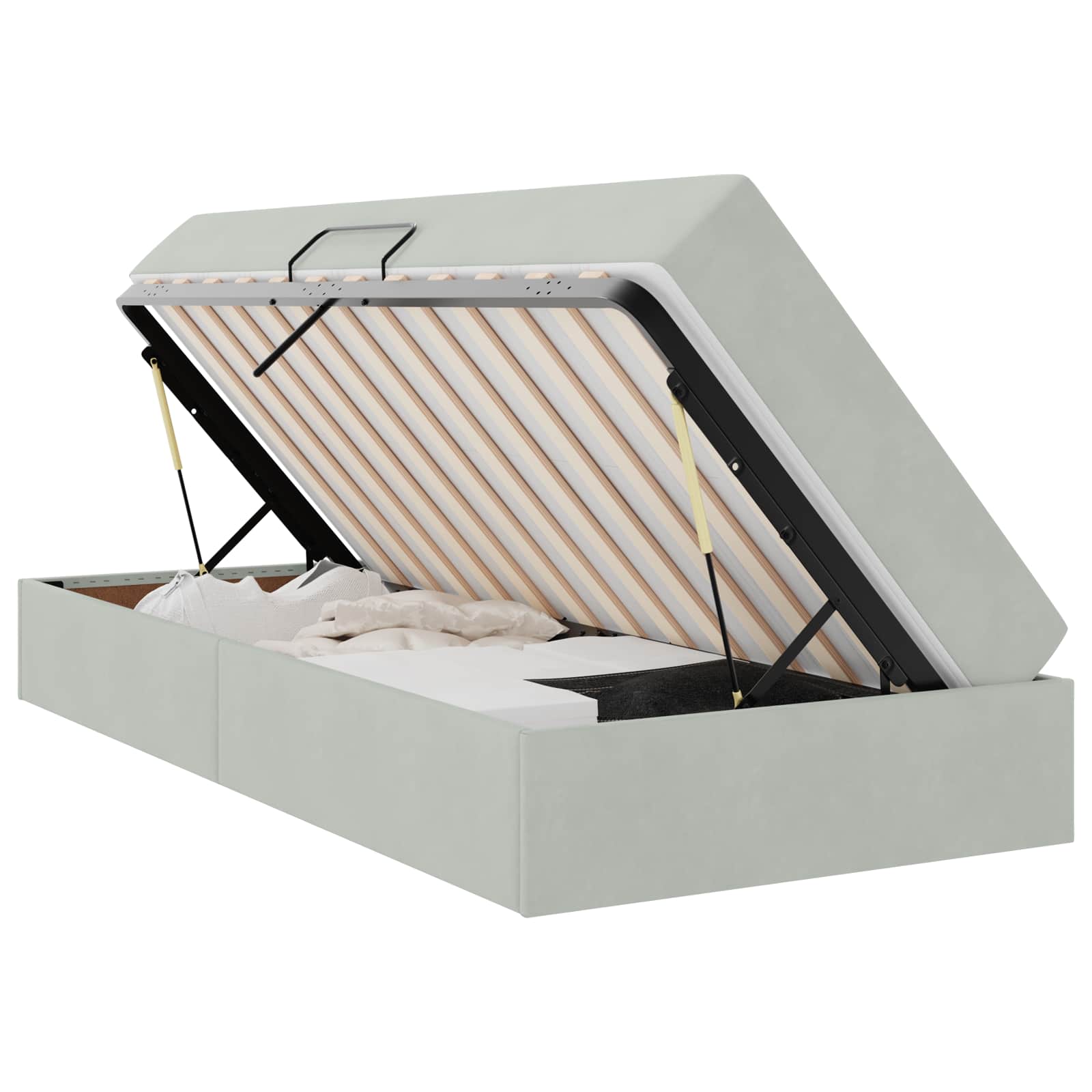 vidaXL Opbergbed met matras met matras Lichtgrijs 120 x 190 cm Fluweel
