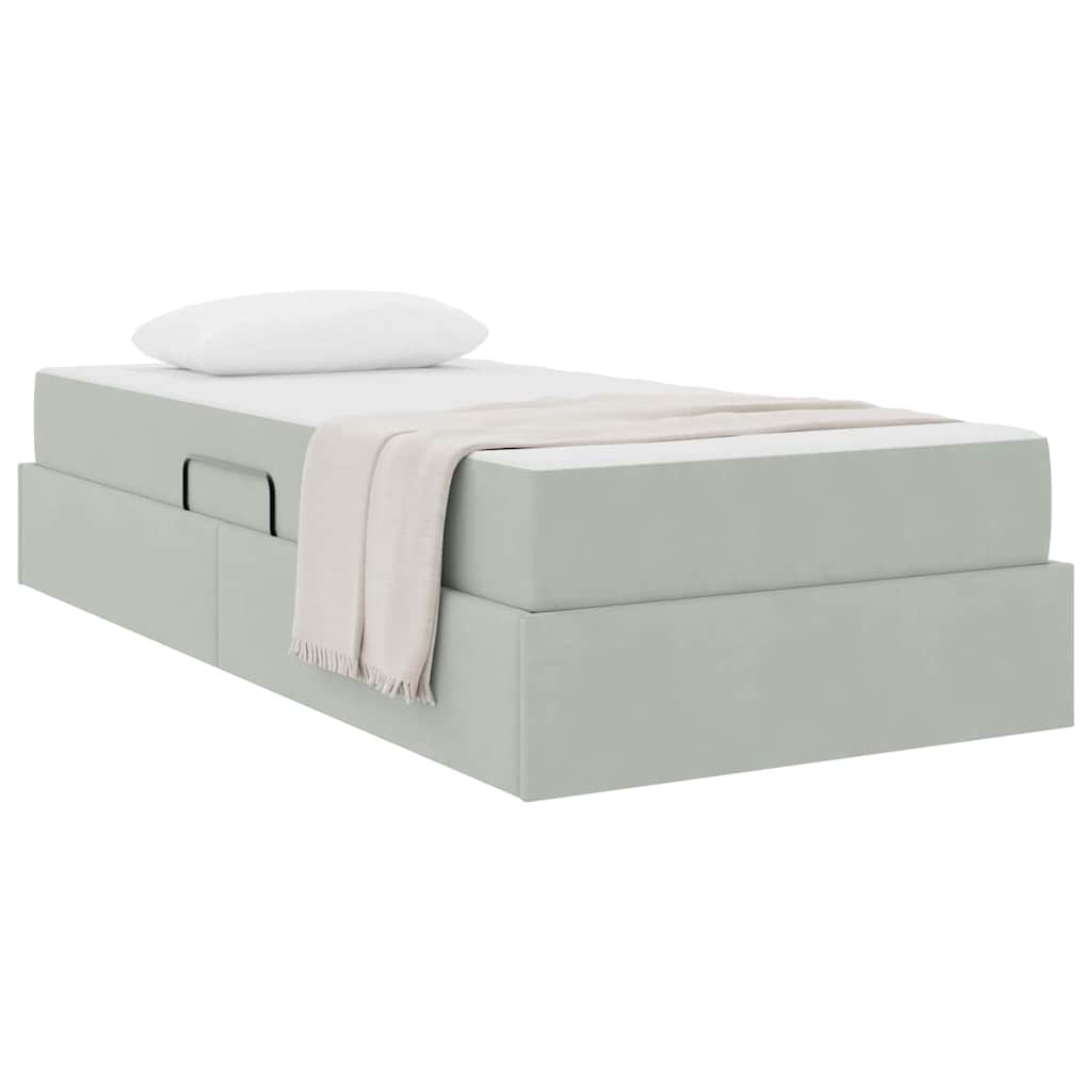 vidaXL Opbergbed met matras met matras Lichtgrijs 120 x 190 cm Fluweel