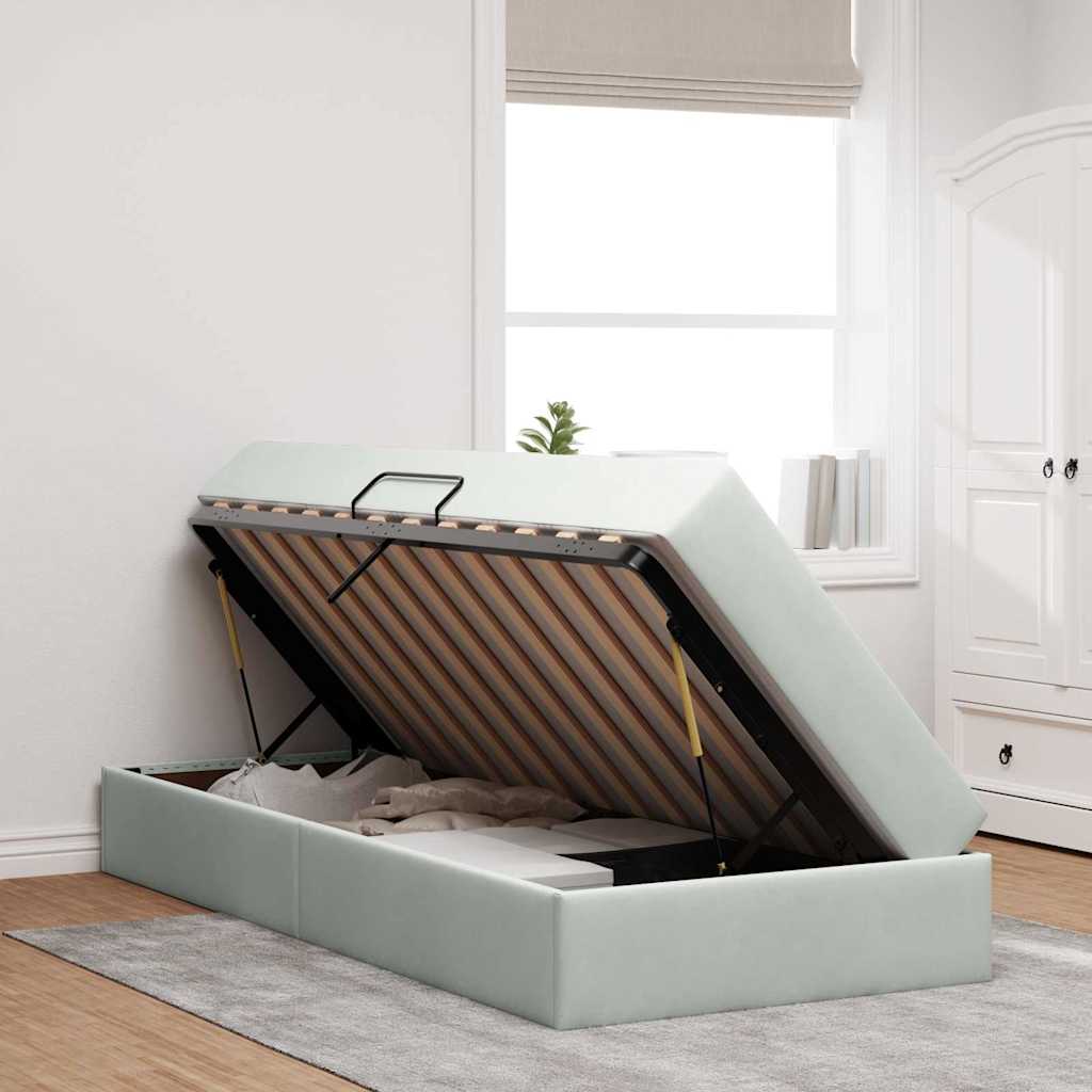 vidaXL Opbergbed met matras met matras Lichtgrijs 120 x 190 cm Fluweel