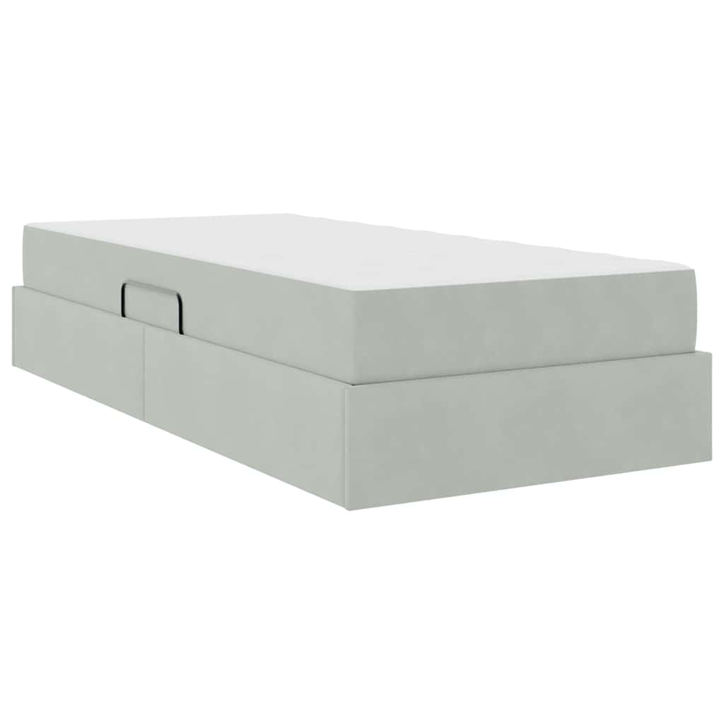 vidaXL Opbergbed met matras met matras Lichtgrijs 120 x 190 cm Fluweel