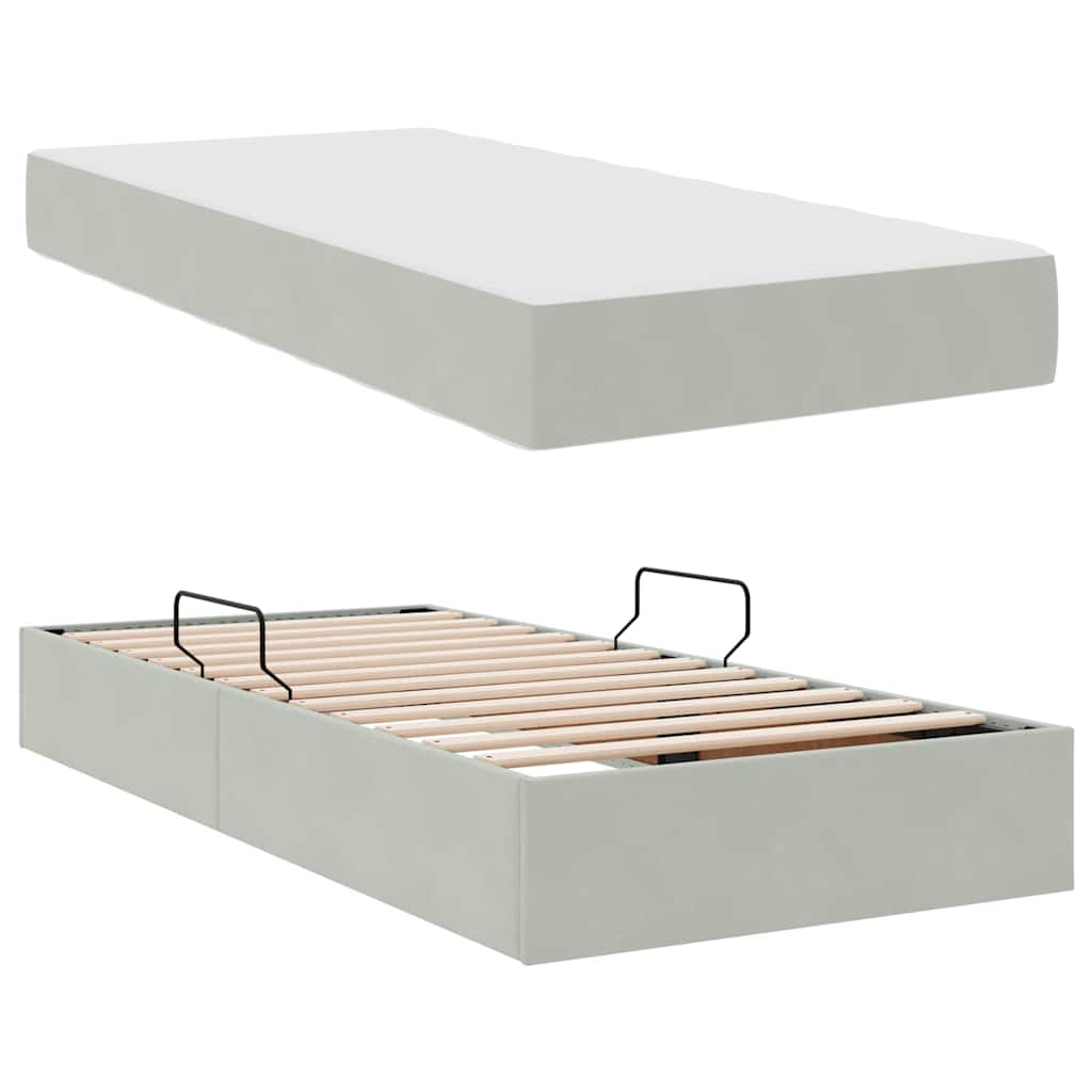 vidaXL Opbergbed met matras met matras Lichtgrijs 120 x 190 cm Fluweel