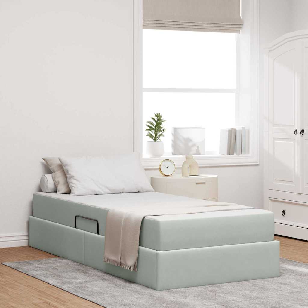vidaXL Opbergbed met matras met matras Lichtgrijs 120 x 190 cm Fluweel