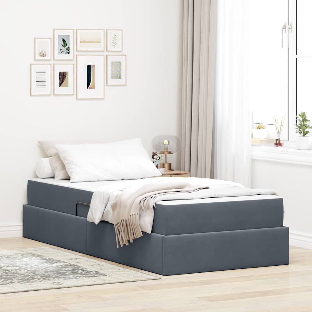 vidaXL Opbergbed met matras met matras Lichtgrijs 120 x 190 cm Fluweel