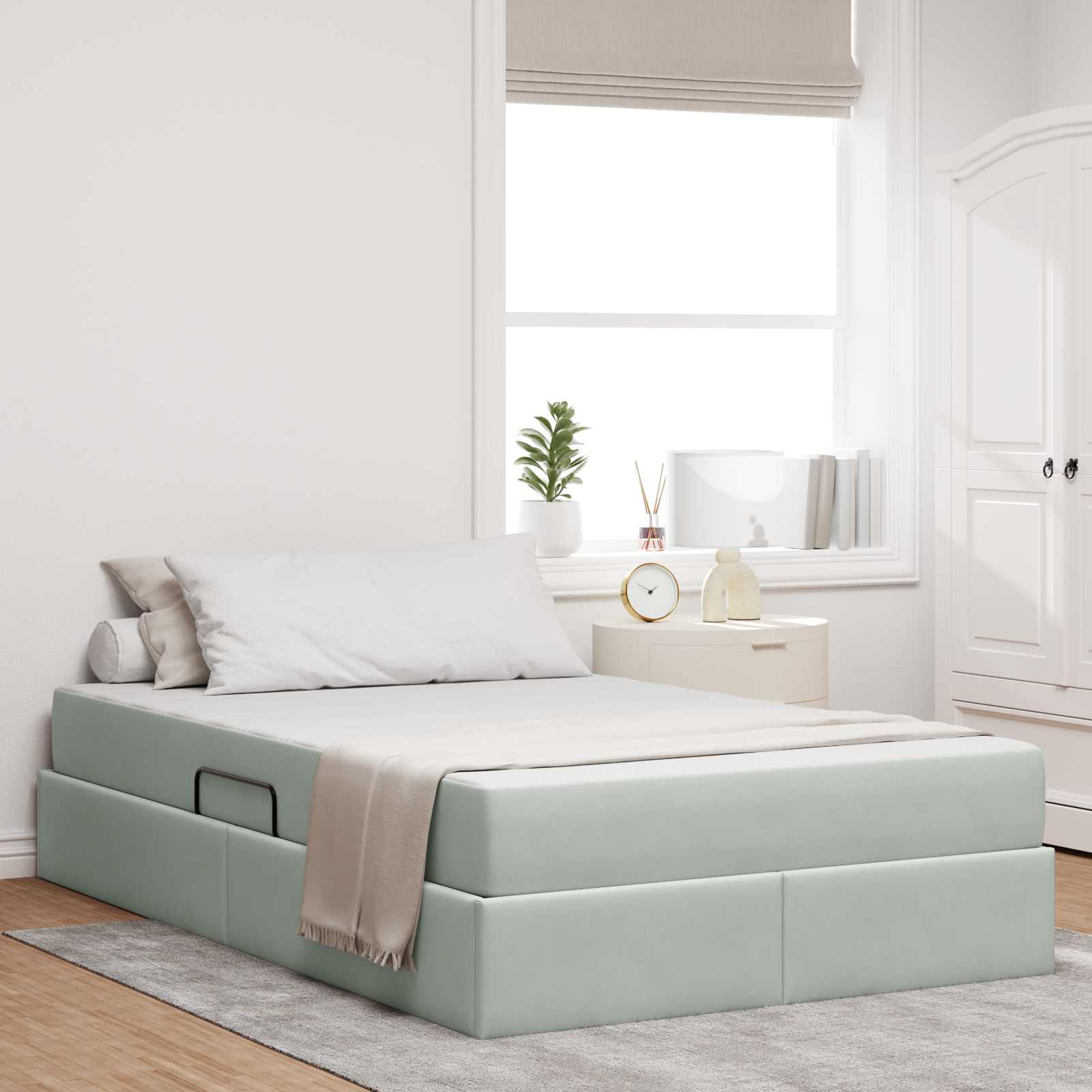 vidaXL Opbergbed met matras met matras Lichtgrijs 120 x 190 cm Fluweel