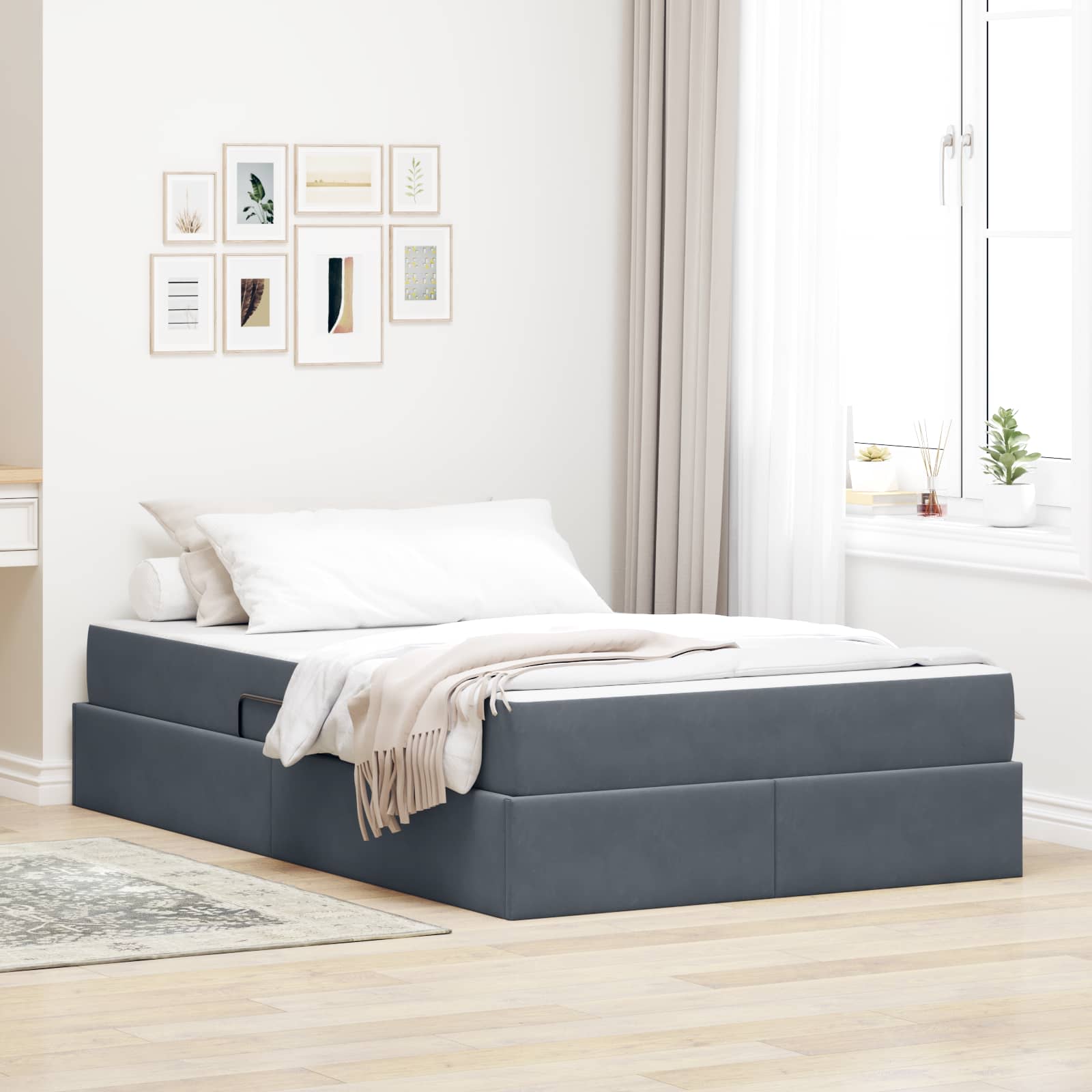 vidaXL Opbergbed met matras met matras Lichtgrijs 120 x 190 cm Fluweel