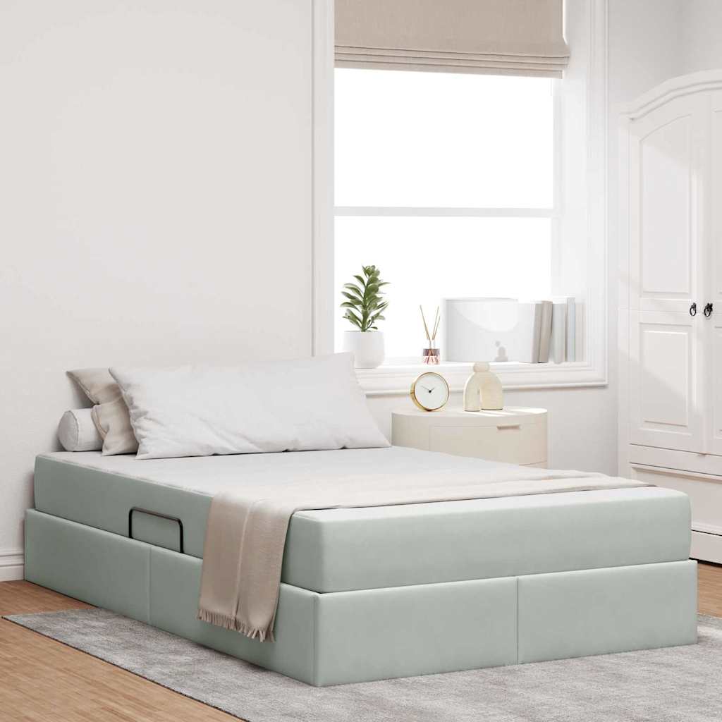vidaXL Opbergbed met matras met matras Lichtgrijs 120 x 190 cm Fluweel