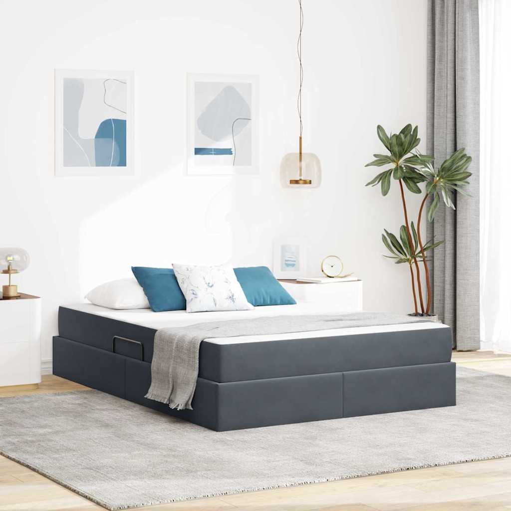 vidaXL Opbergbed met matras met matras Lichtgrijs 120 x 190 cm Fluweel