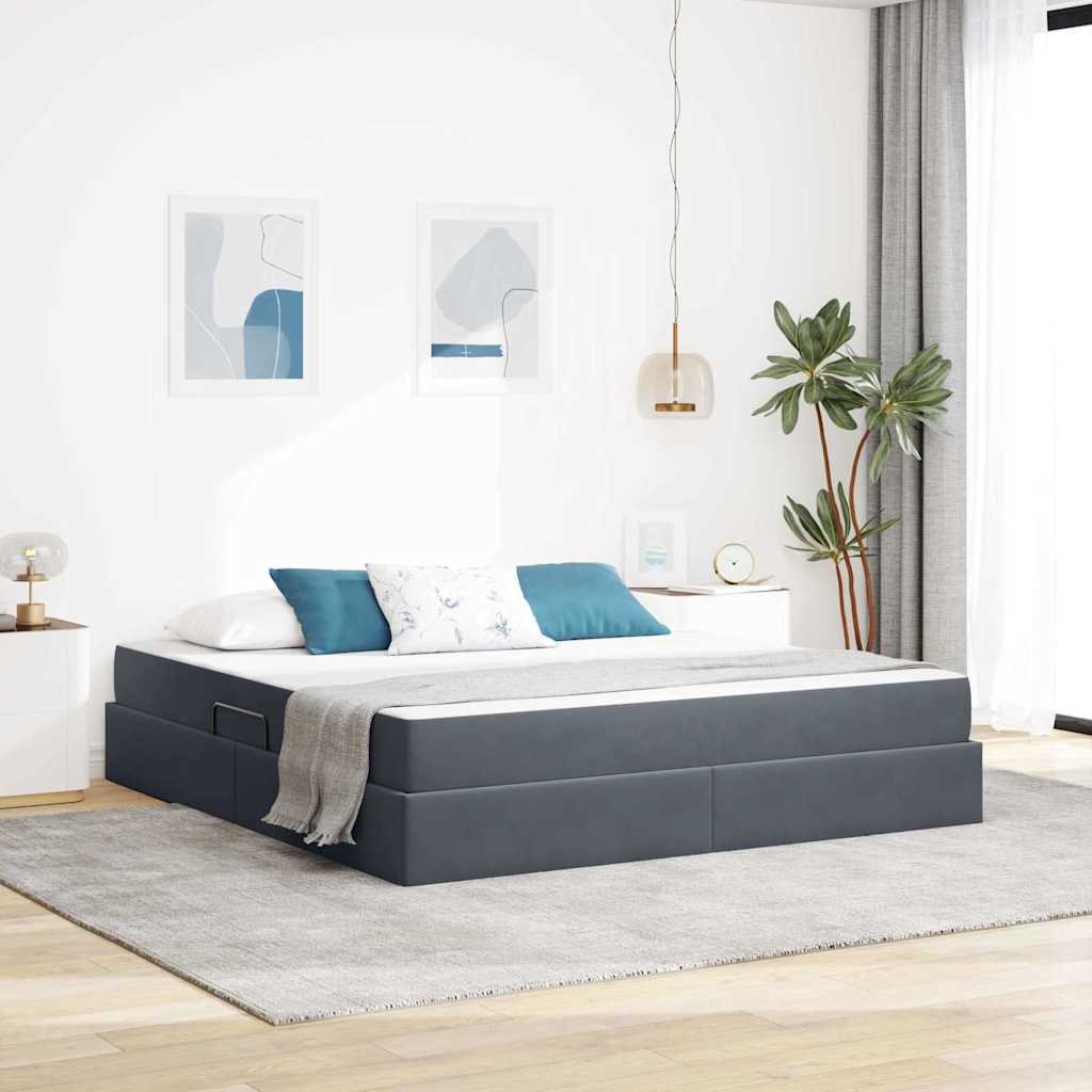 vidaXL Opbergbed met matras met matras Lichtgrijs 120 x 190 cm Fluweel