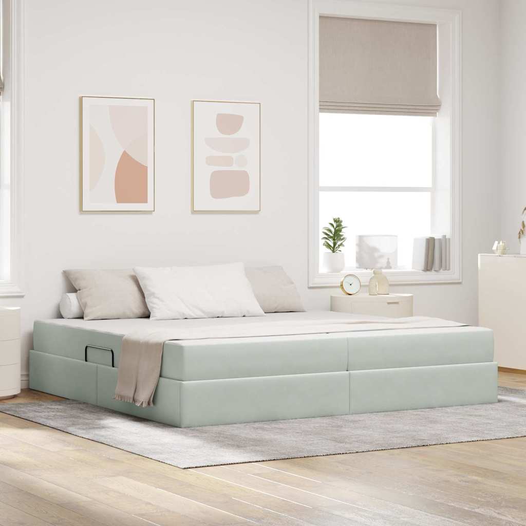 vidaXL Opbergbed met matras met matras Lichtgrijs 120 x 190 cm Fluweel