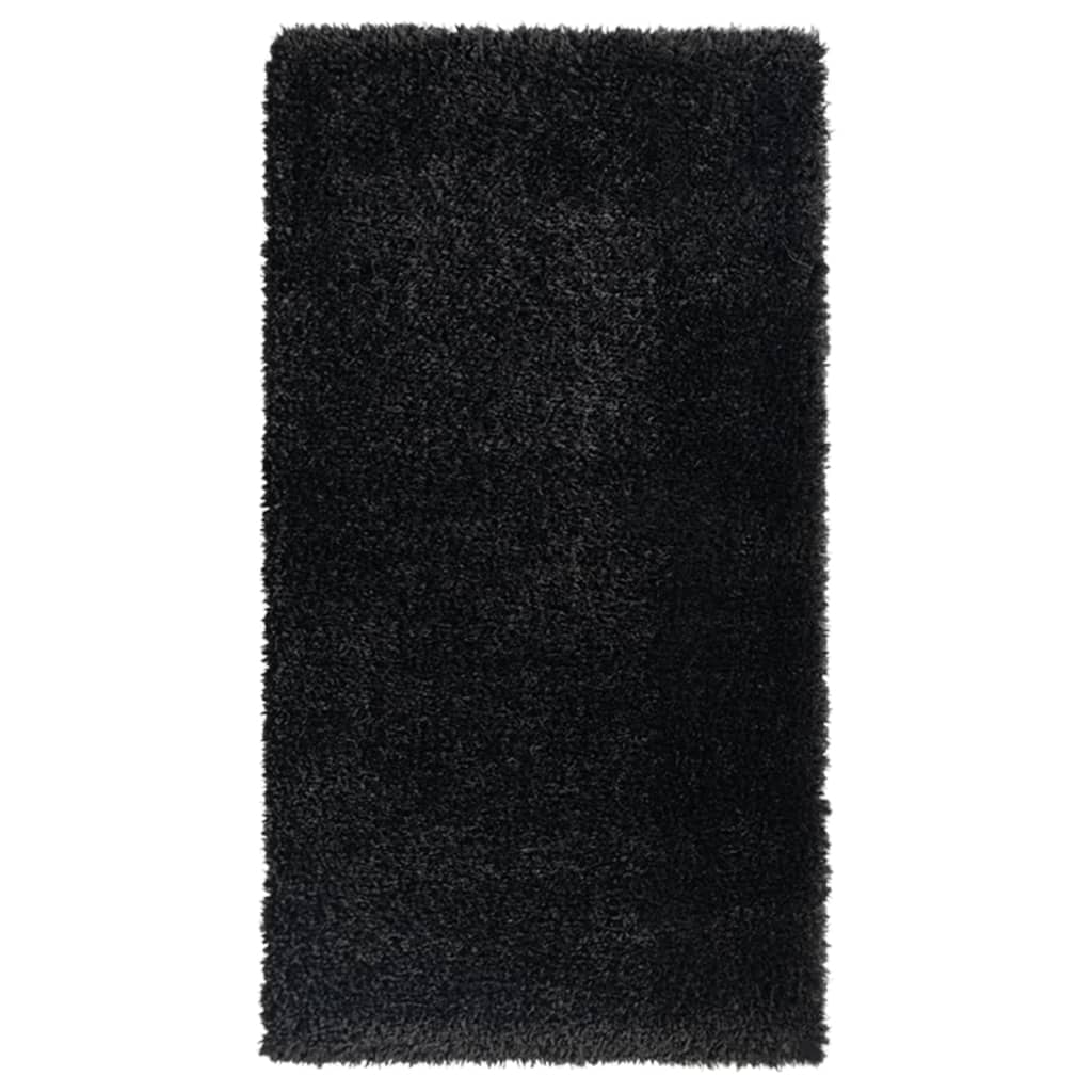 vidaXL Vloerkleed shaggy hoogpolig 50 mm 80x150 cm zwart