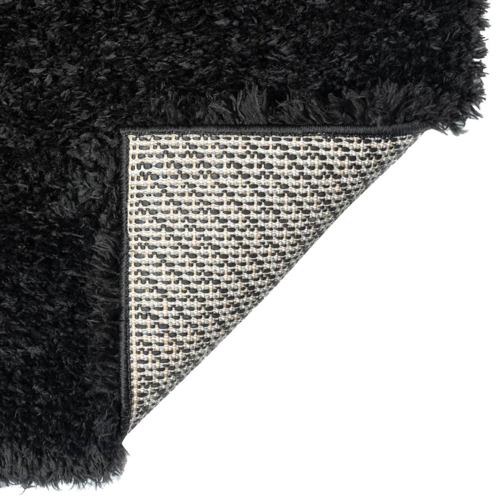 vidaXL Vloerkleed shaggy hoogpolig 50 mm 80x150 cm zwart