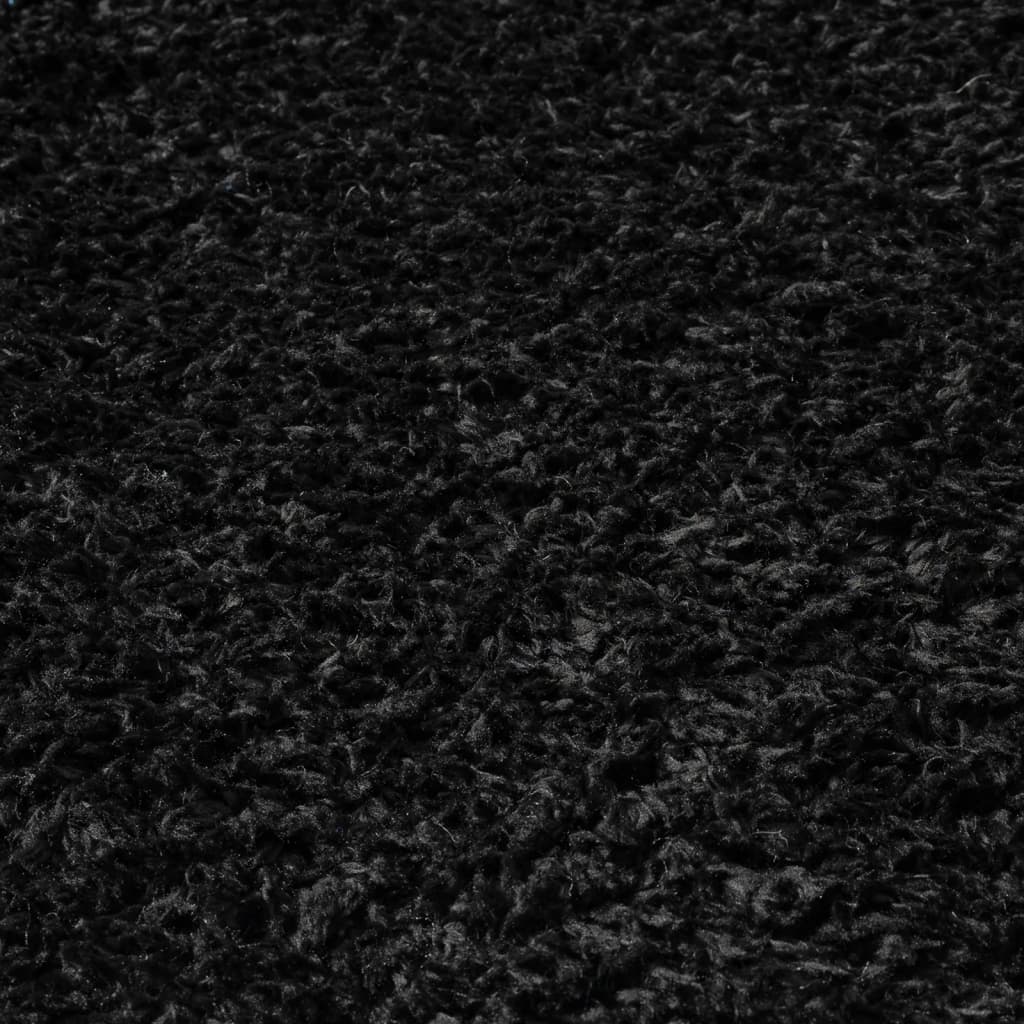 vidaXL Vloerkleed shaggy hoogpolig 50 mm 80x150 cm zwart