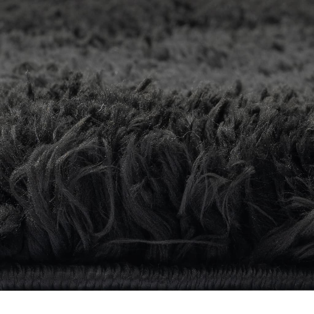 vidaXL Vloerkleed shaggy hoogpolig 50 mm 80x150 cm zwart