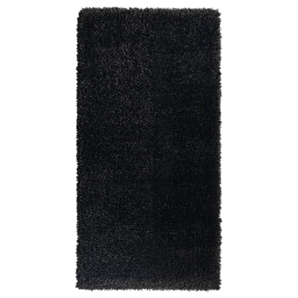 vidaXL Vloerkleed shaggy hoogpolig 50 mm 80x150 cm zwart