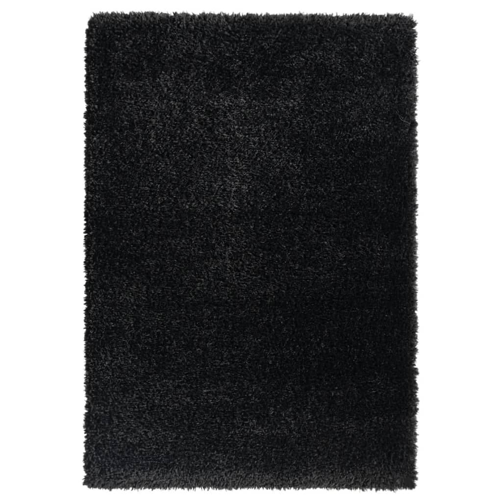 vidaXL Vloerkleed shaggy hoogpolig 50 mm 80x150 cm zwart