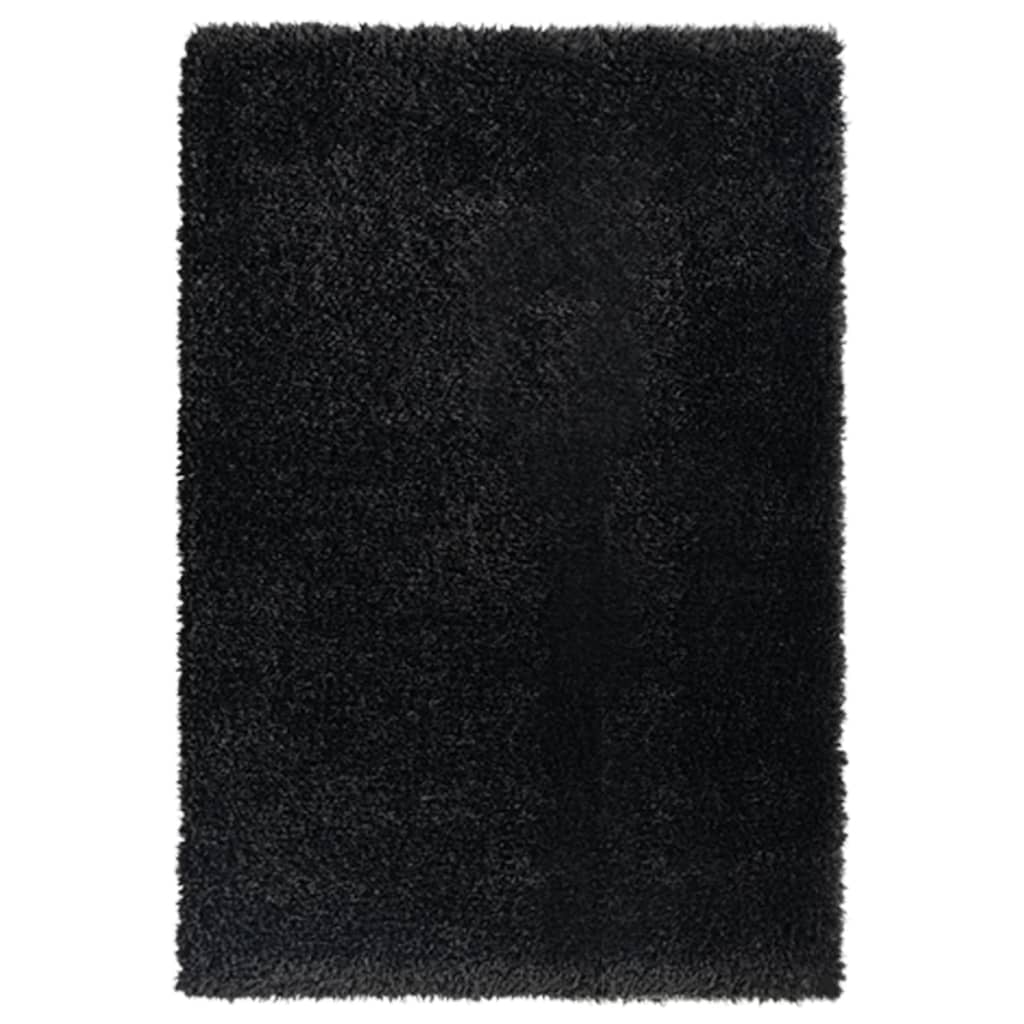 vidaXL Vloerkleed shaggy hoogpolig 50 mm 80x150 cm zwart