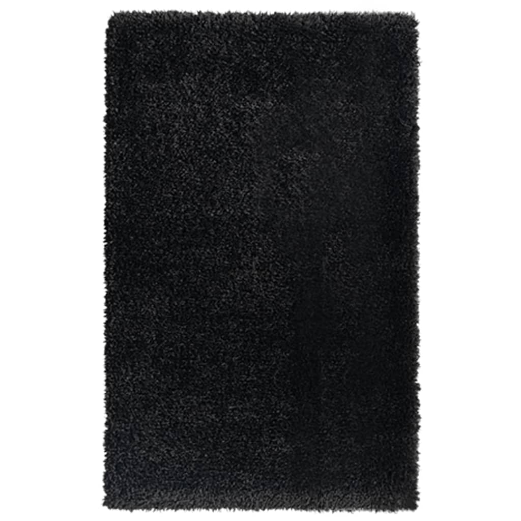 vidaXL Vloerkleed shaggy hoogpolig 50 mm 80x150 cm zwart
