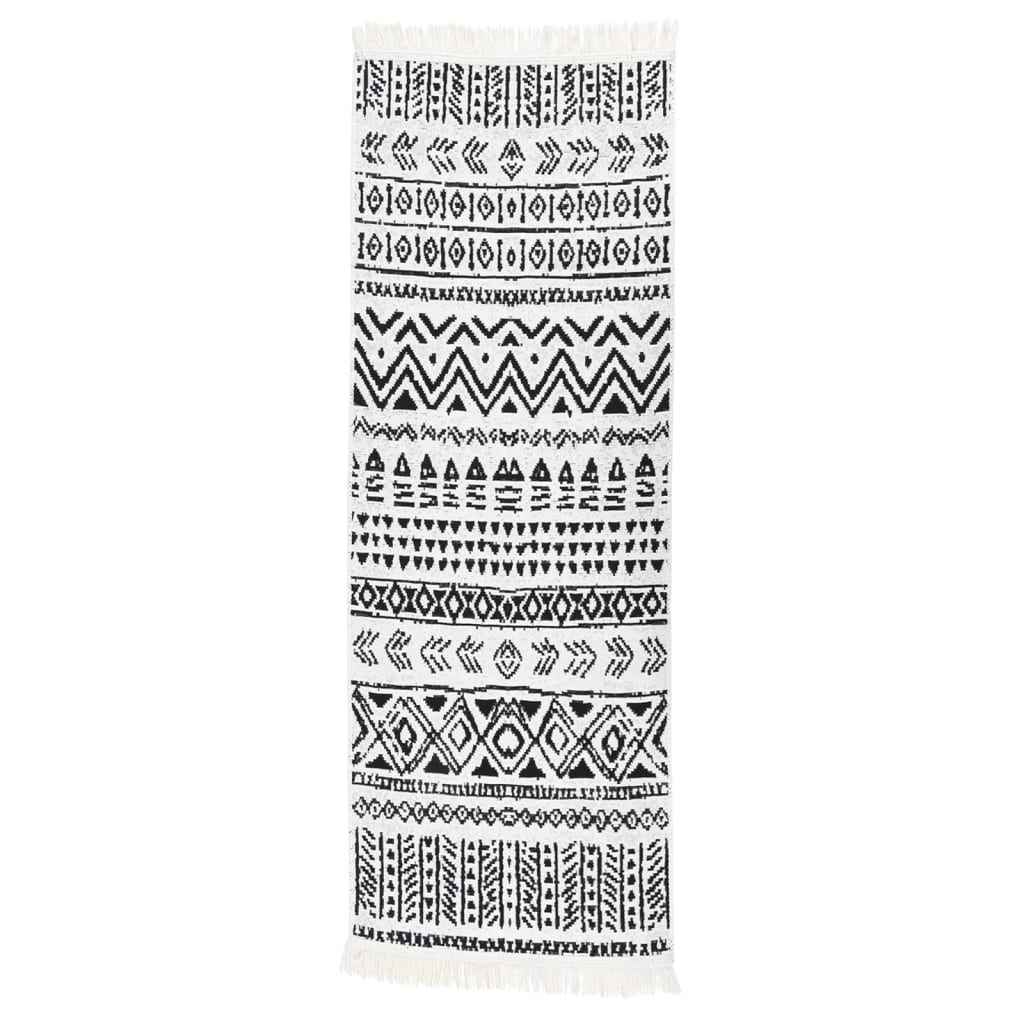 vidaXL Vloerkleed 80x150 cm katoen zwart en wit
