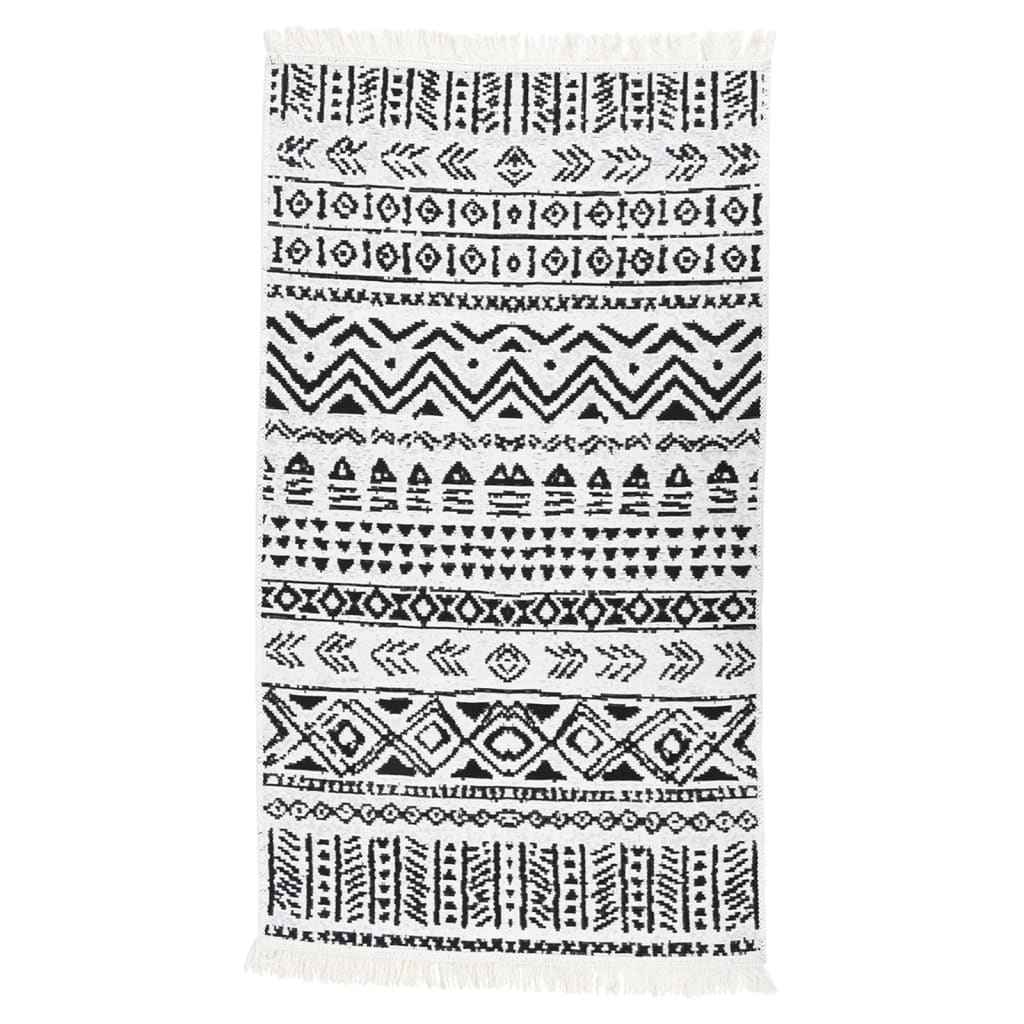 vidaXL Vloerkleed 80x150 cm katoen zwart en wit