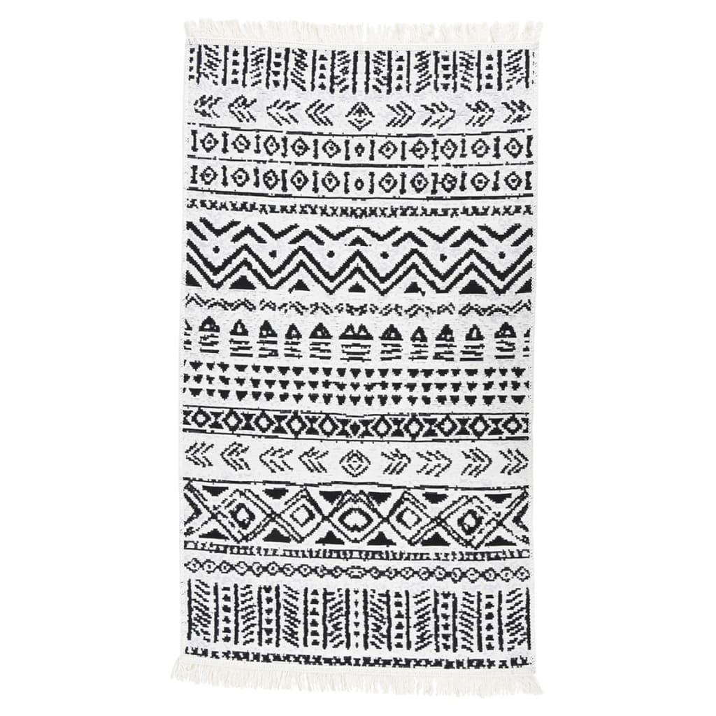 vidaXL Vloerkleed 80x150 cm katoen zwart en wit