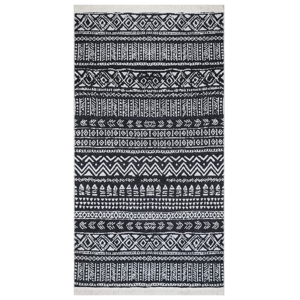 vidaXL Vloerkleed 80x150 cm katoen zwart en wit