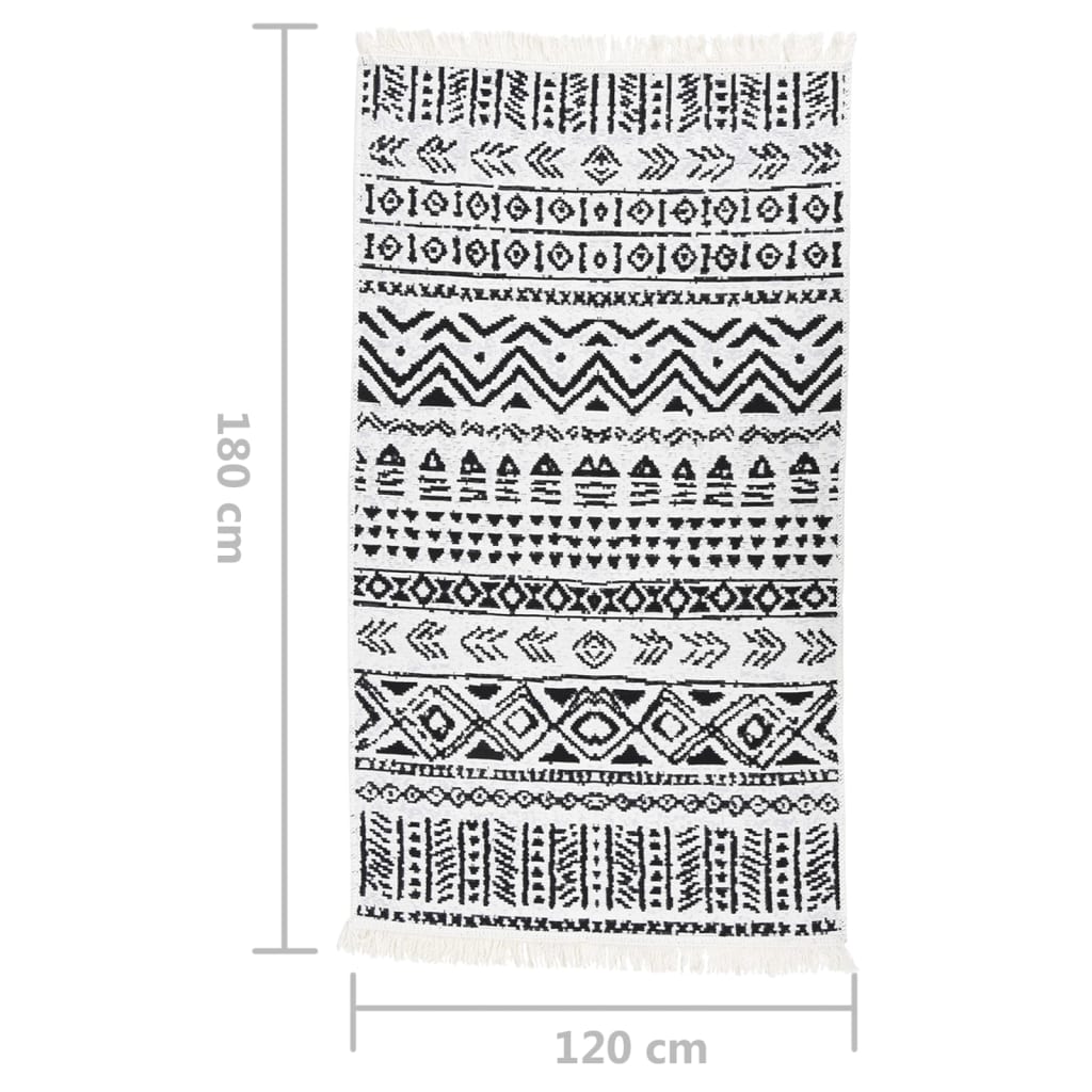 vidaXL Vloerkleed 80x150 cm katoen zwart en wit