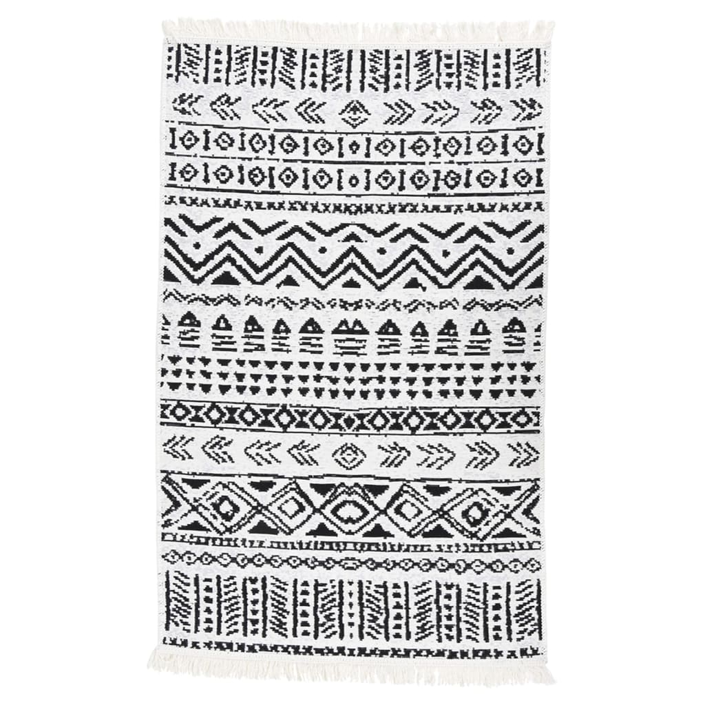 vidaXL Vloerkleed 80x150 cm katoen zwart en wit